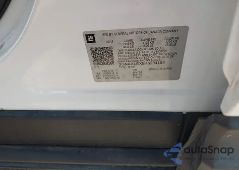 2019 Chevrolet Equinox Lt z USA, uszkodzony, nr VIN 2GNAXLEX8K6234184